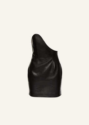 MAGDA BUTRYM Asymmetrical leather mini dress in black
