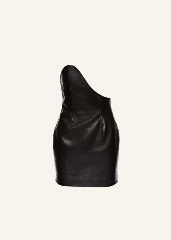 MAGDA BUTRYM Asymmetrical leather mini dress in black