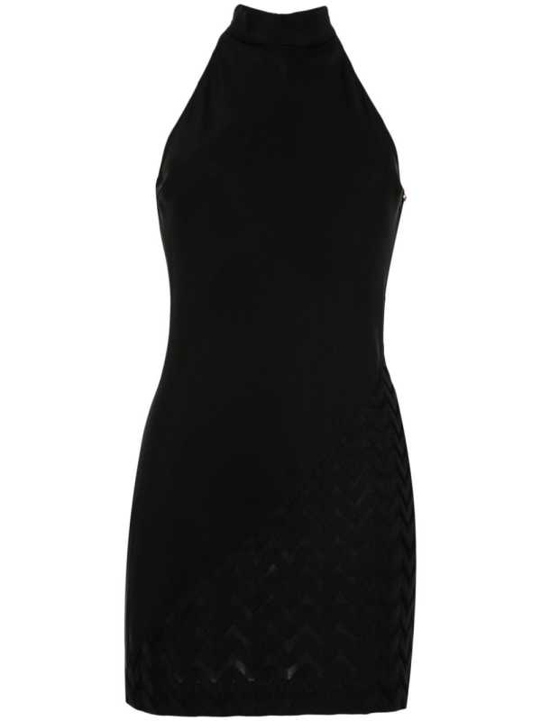 panelled mock-neck minidres