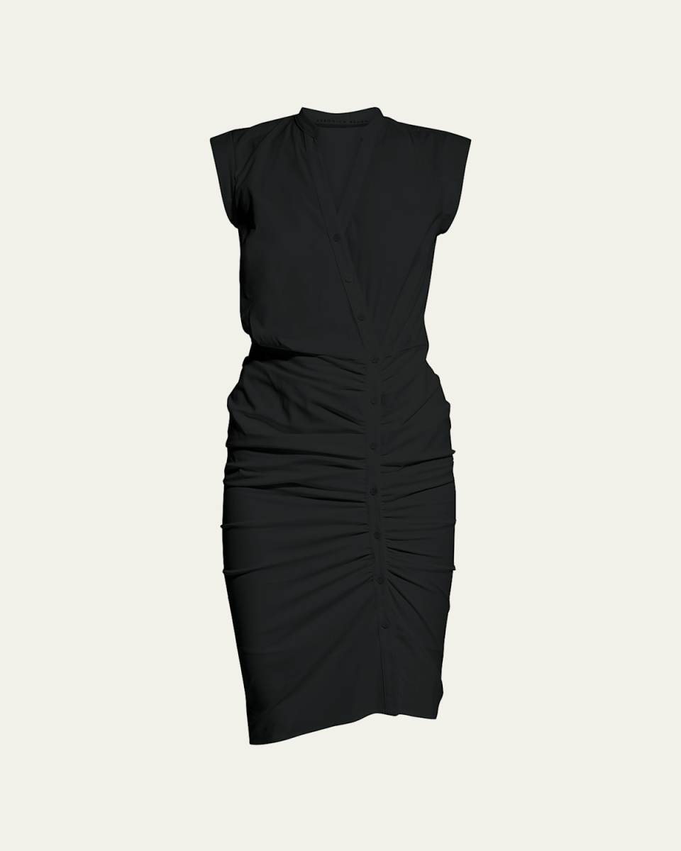 Sleeveless Ruched Poplin Shirtdress