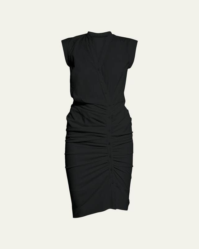 Sleeveless Ruched Poplin Shirtdress