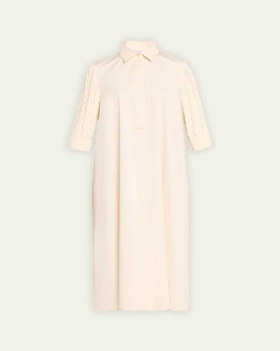 Armonia Midi Dress with Cable-Knit Sleeves