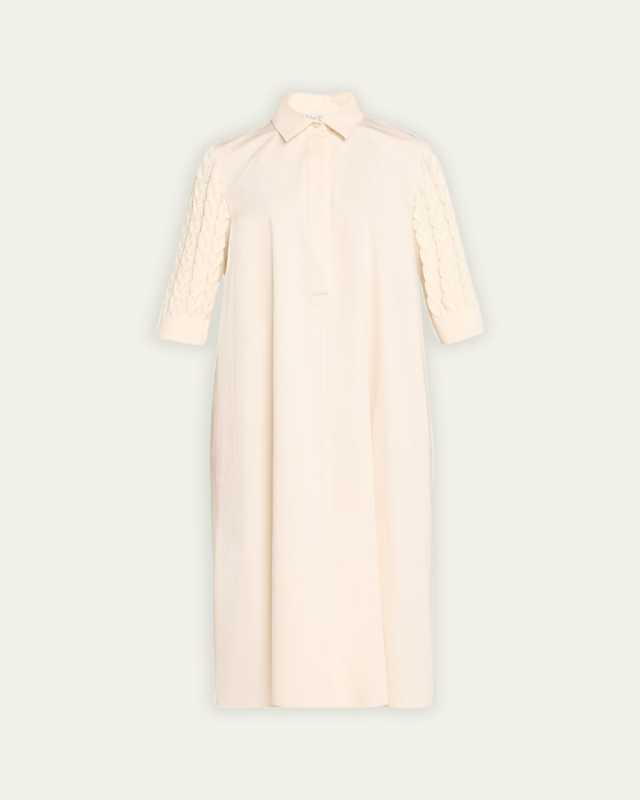 Armonia Midi Dress with Cable-Knit Sleeves