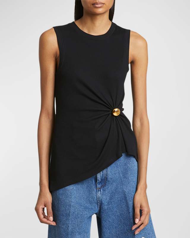 Draped Button Tank Top
