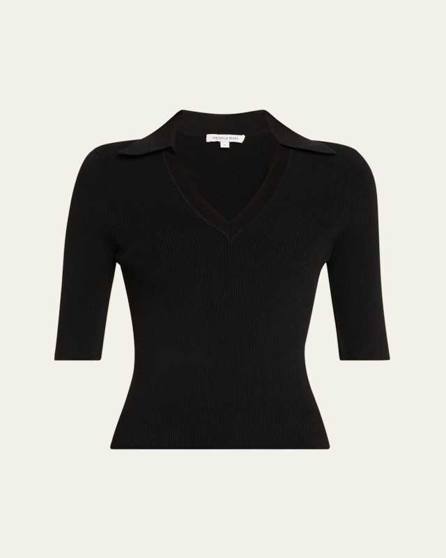 Emily Ribbed Polo Top