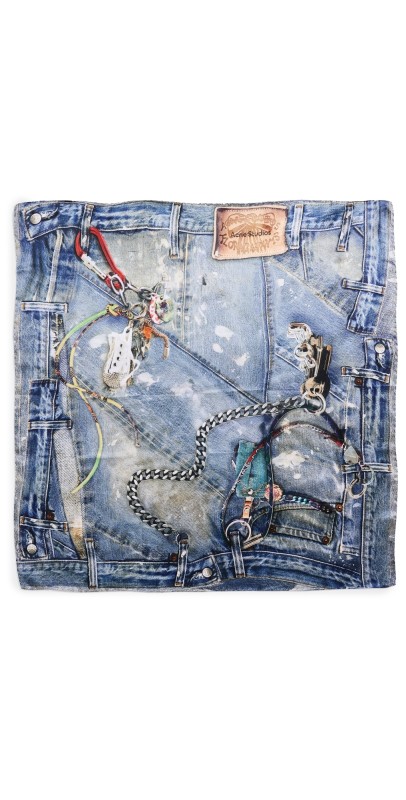 Acne Studios Printed Silk Scarf Denim