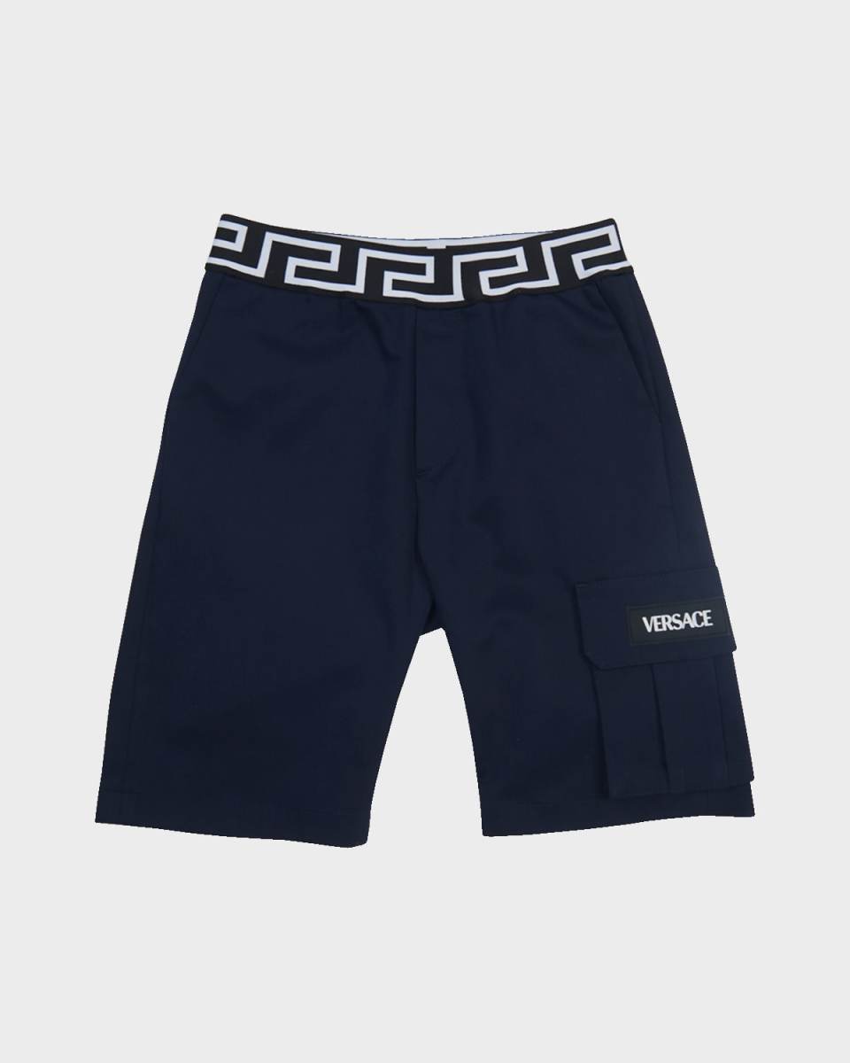 Boy's Greca-Waist Gabardine Cargo Shorts, Size 8-14