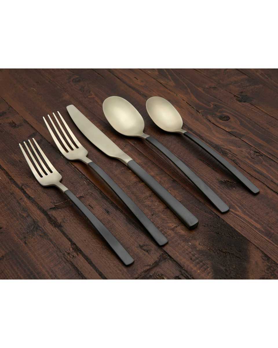 Beacon Black Champagne Satin 20-Piece Flatware Set, Service for 4