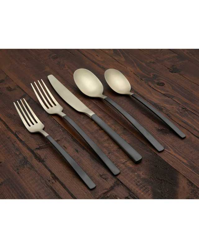 Beacon Black Champagne Satin 20-Piece Flatware Set, Service for 4