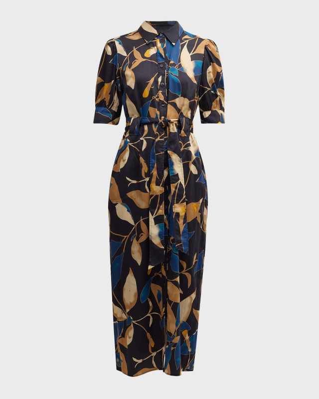 Harper Floral-Print Column Midi Shirtdress