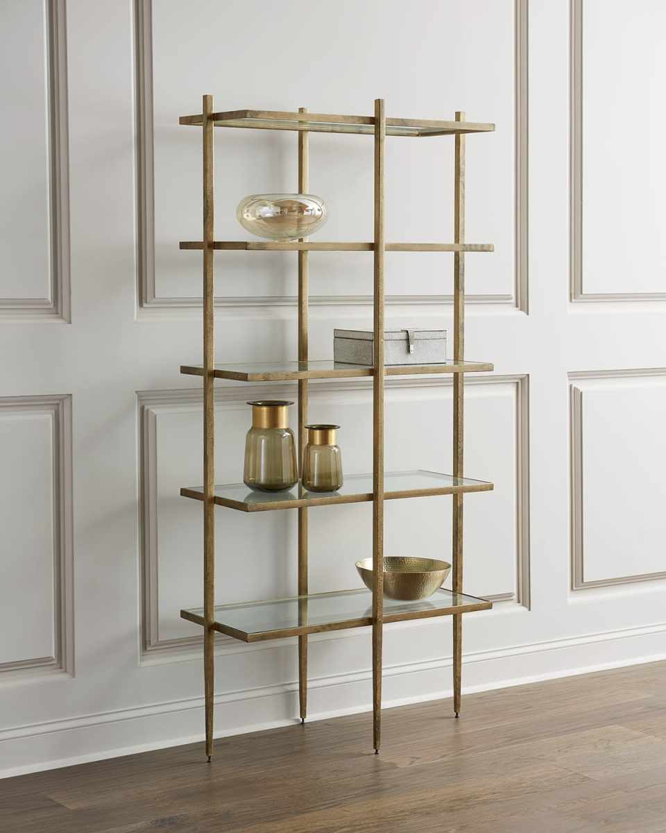 Laforge Antiqued Gold Etagere