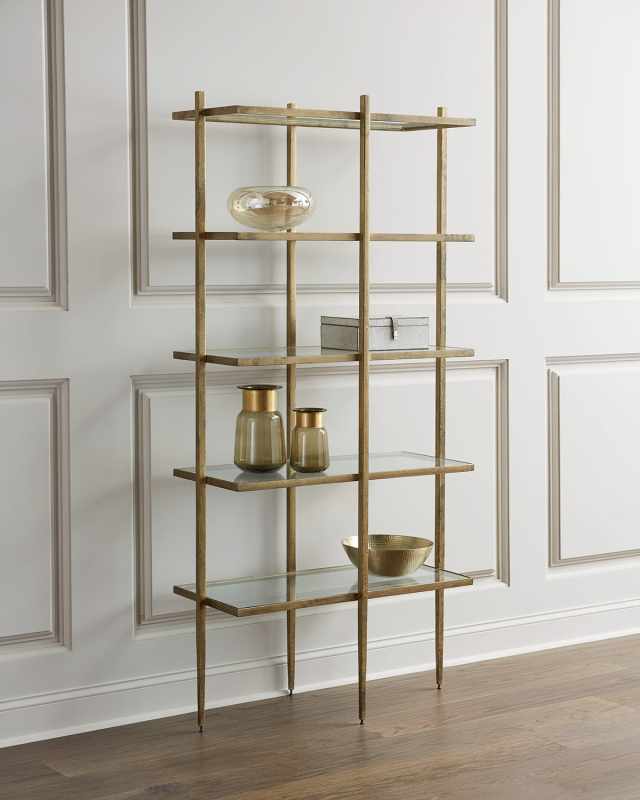 Laforge Antiqued Gold Etagere