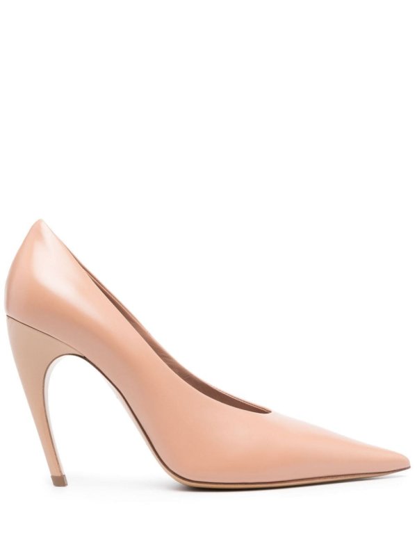 115mm sculted-heel leather pumps