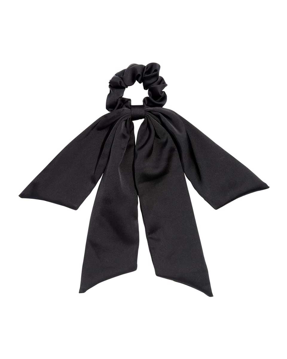 Playa Bow Satin Scrunchie Ponytail Holder, Black