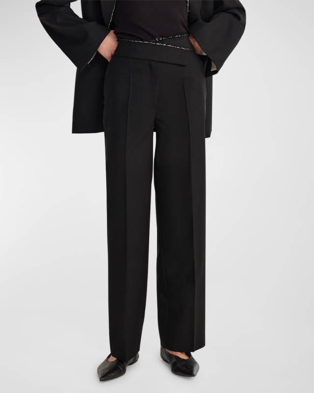 Tailored Crisscross Wool Trousers