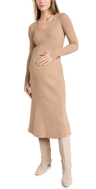 HATCH The Dasha Rib Knit Dress Camel