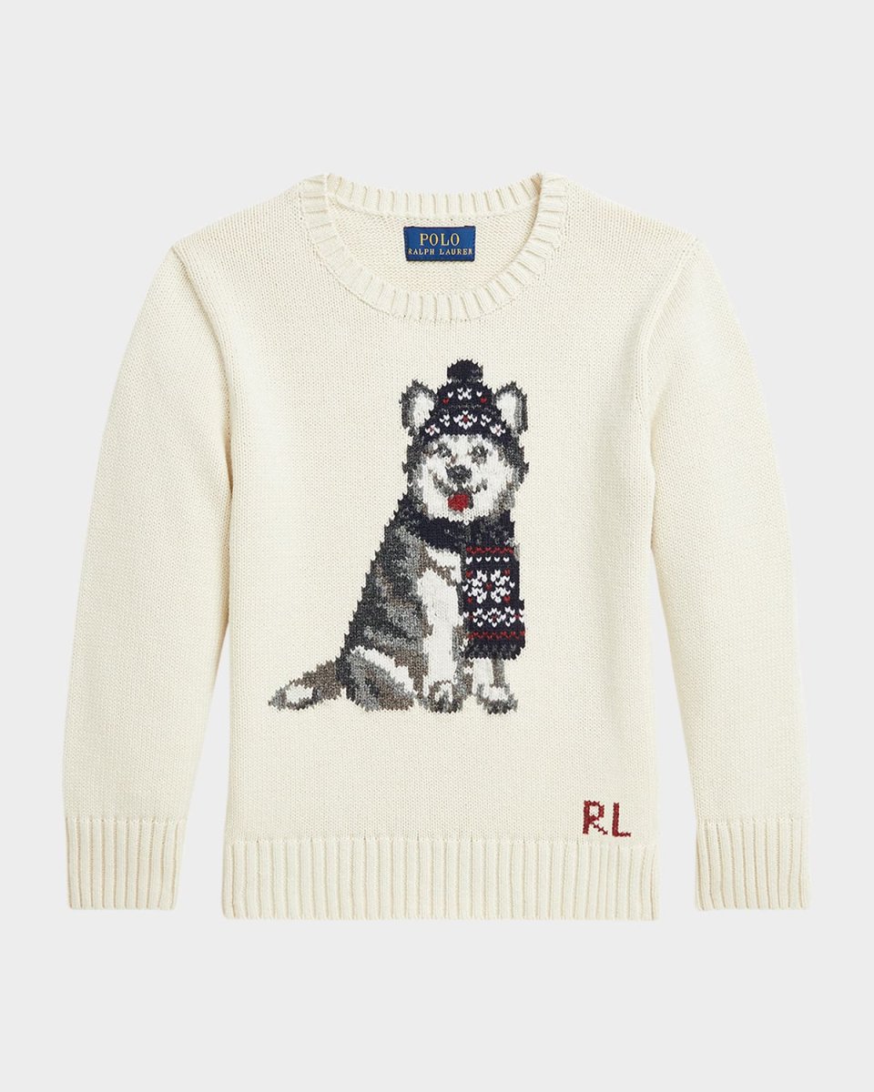 Boy's Husky Intarsia Sweater, Size 2-7