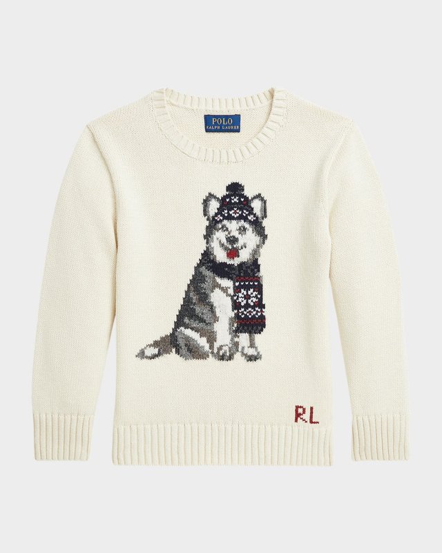 Boy's Husky Intarsia Sweater, Size 2-7