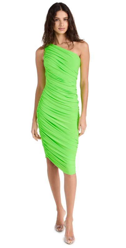 Norma Kamali Diana Dress To Knee Neon Green
