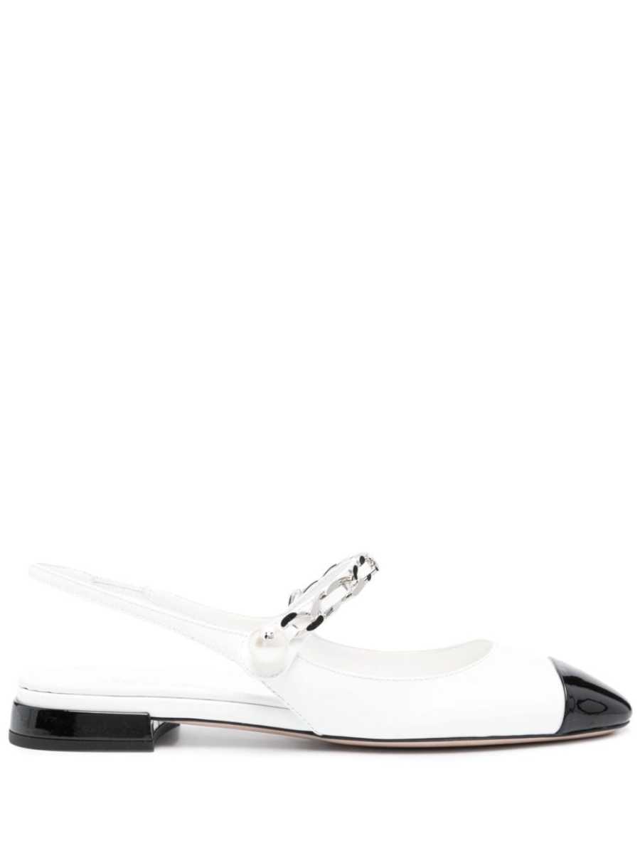 pearl-detail leather ballerina shoes