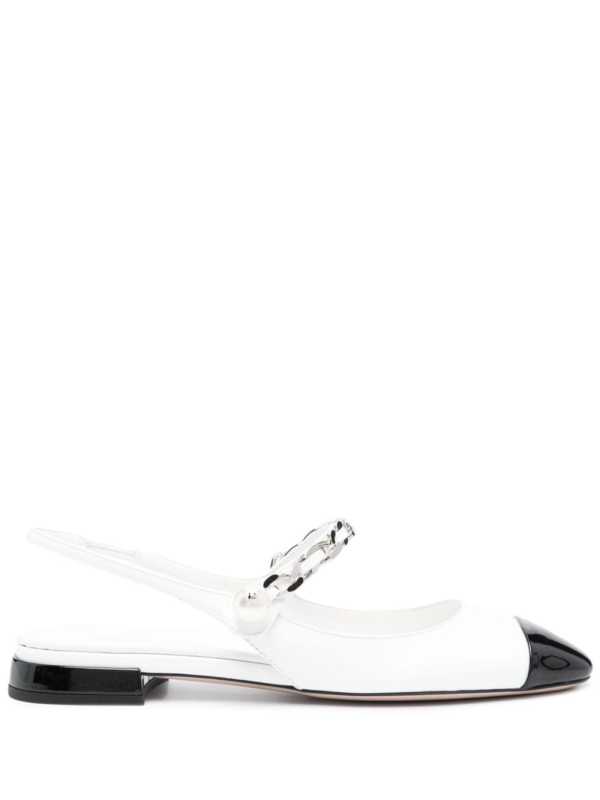 pearl-detail leather ballerina shoes