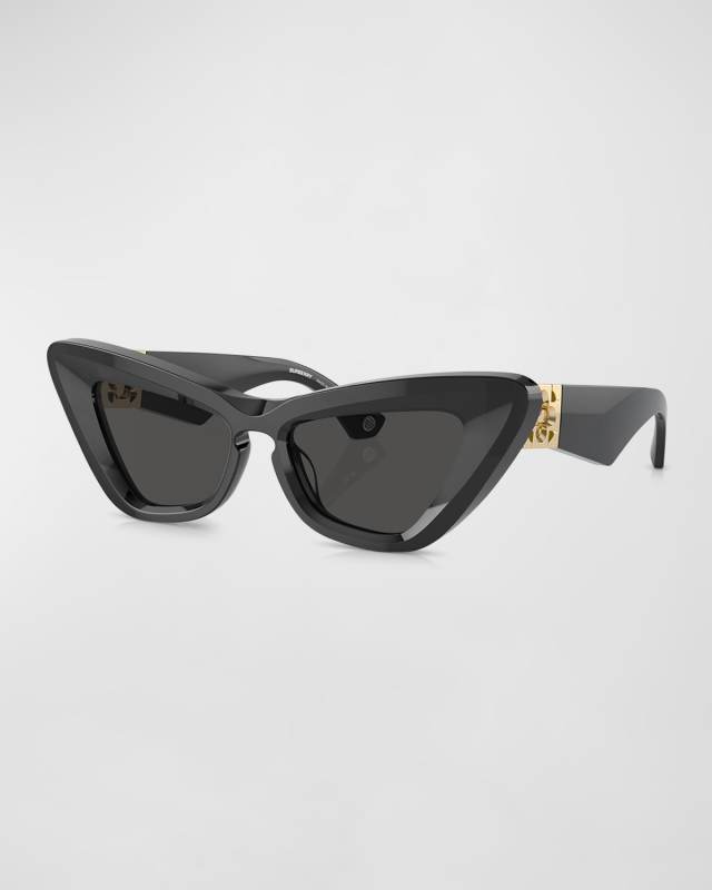 Beveled Acetate & Plastic Cat-Eye Sunglasses
