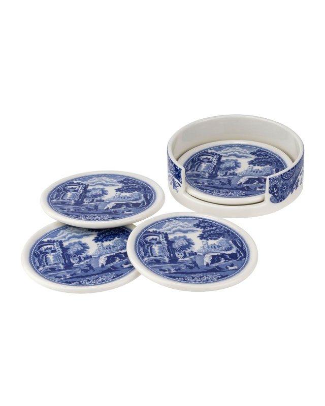 Blue Italian 5-Piece Ceramic Coaster Set