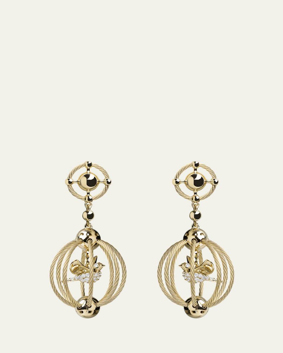 18K Yellow Gold Birdcage Earrings with Diamonds