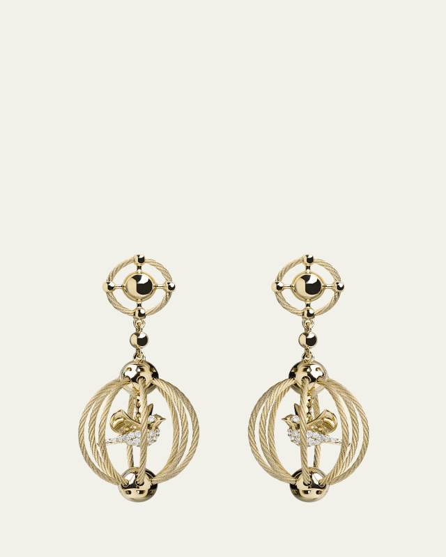18K Yellow Gold Birdcage Earrings with Diamonds