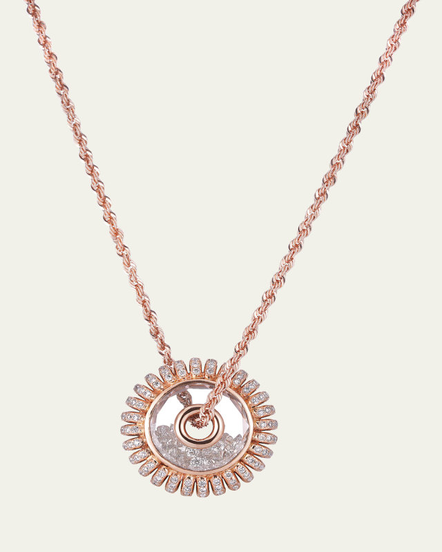 18K Rose Gold Mola Roda Sapphire Kaleidoscope Shaker Necklace with Diamonds