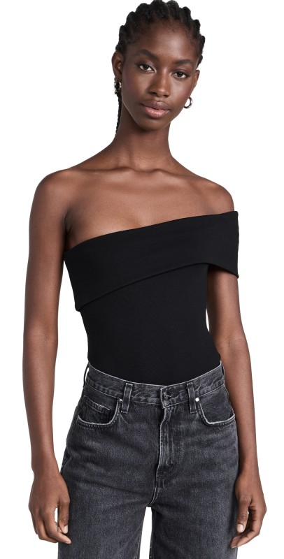 AGOLDE Bree Banded Thong Bodysuit Black