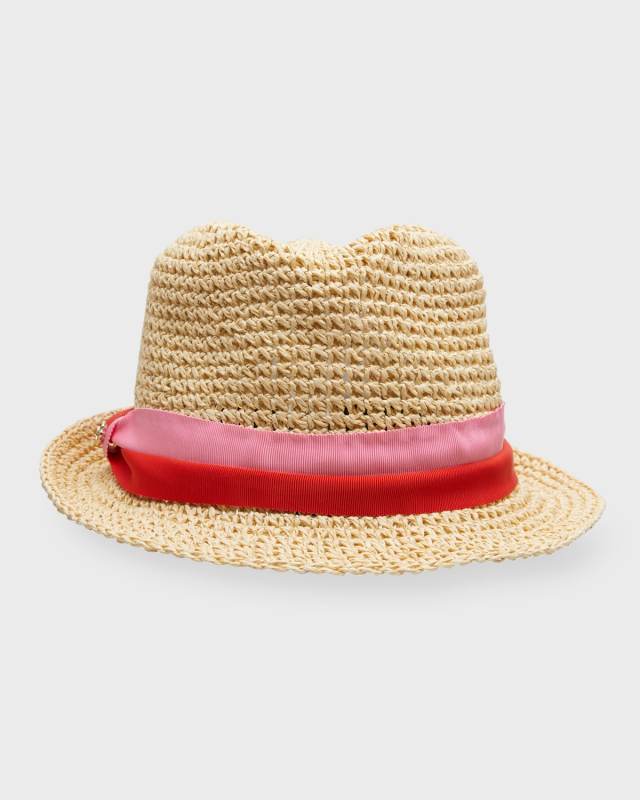 trilby straw fedora with bicolor band