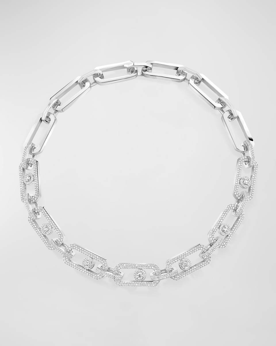 SO MOVE XL 18K WHITE GOLD PAVE DIAMOND NECKLACE
