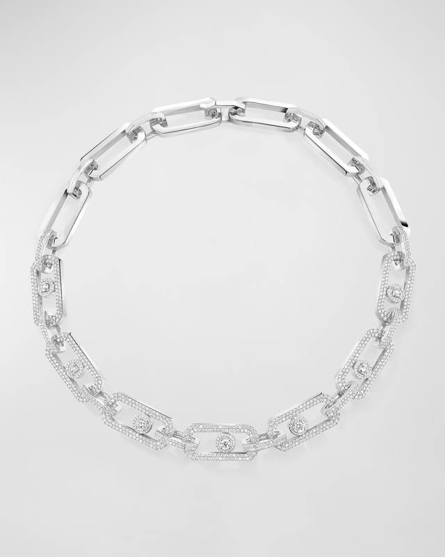 SO MOVE XL 18K WHITE GOLD PAVE DIAMOND NECKLACE