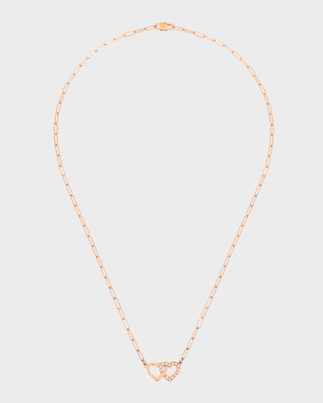 Rose Gold R9 Double Coeurs Heart Chain Necklace
