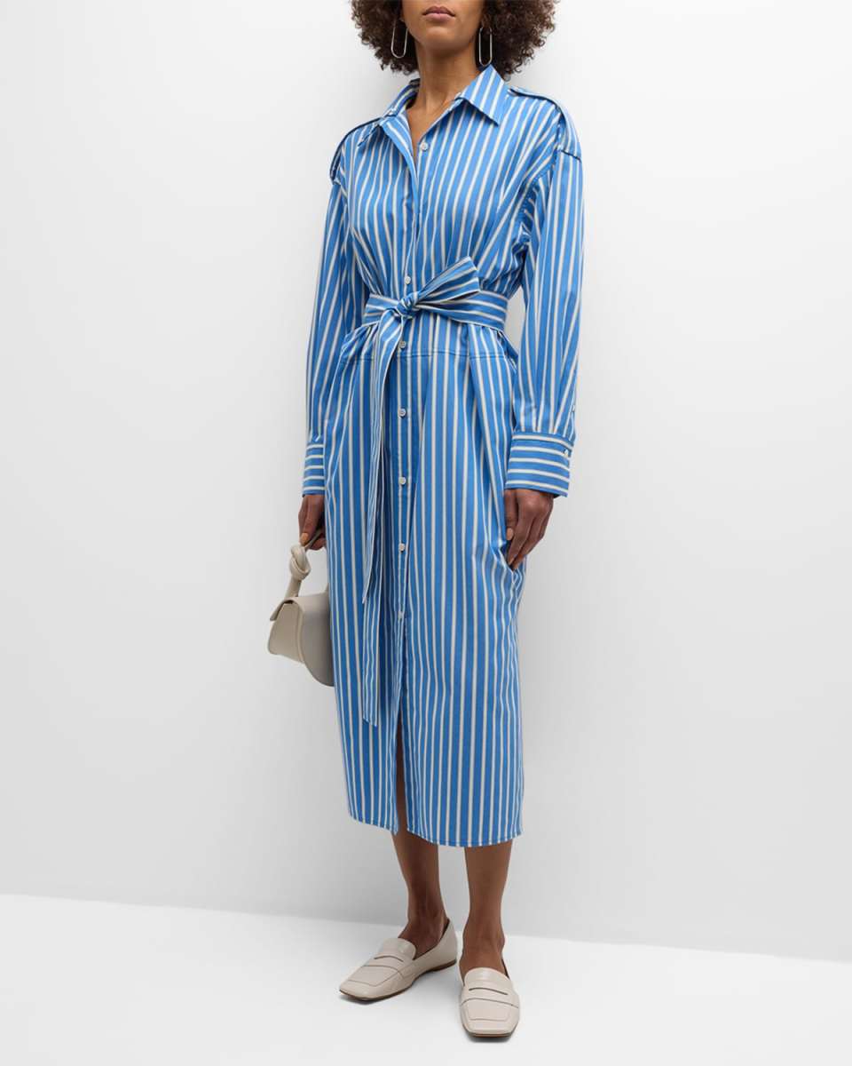 Striped Cotton Poplin Midi Shirtdress