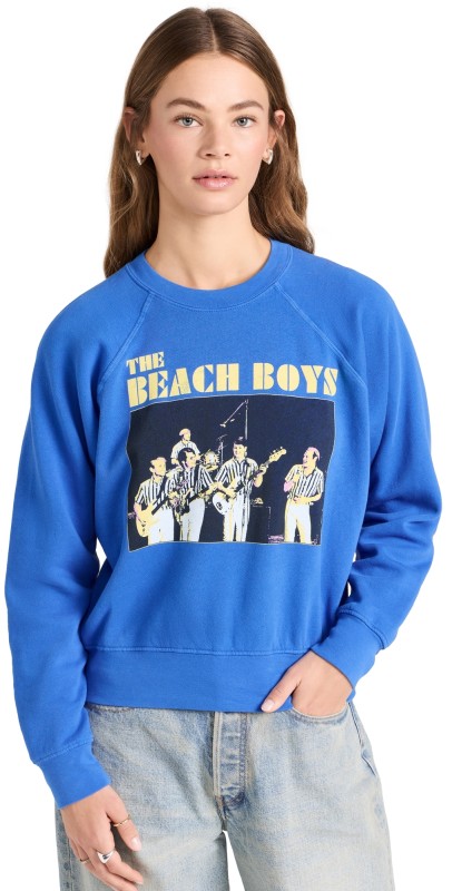 Daydreamer The Beach Boys Concert Raglan Crew Sweatshirt Washed Cobalt