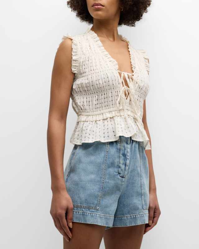 Martine Seersucker Peplum Blous