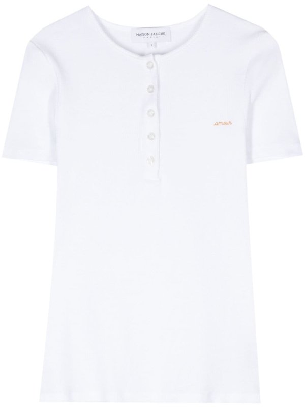 slogan-embroidered ribbed top