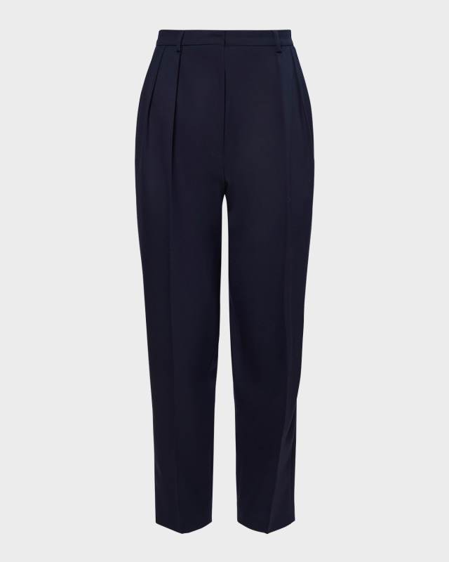 Emmett Double-Pleated Tapered-Leg Ankle Pants