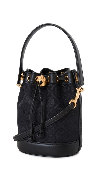 Tory Burch Mini T Monogram Bucket Bag Black