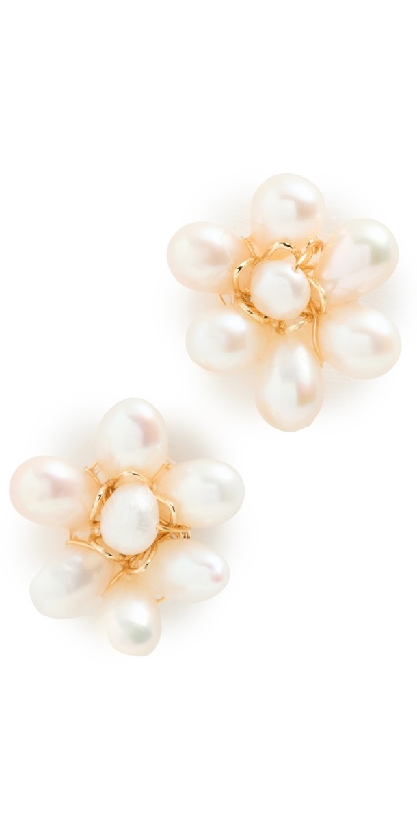 SHASHI Coco Stud Earrings Pearl