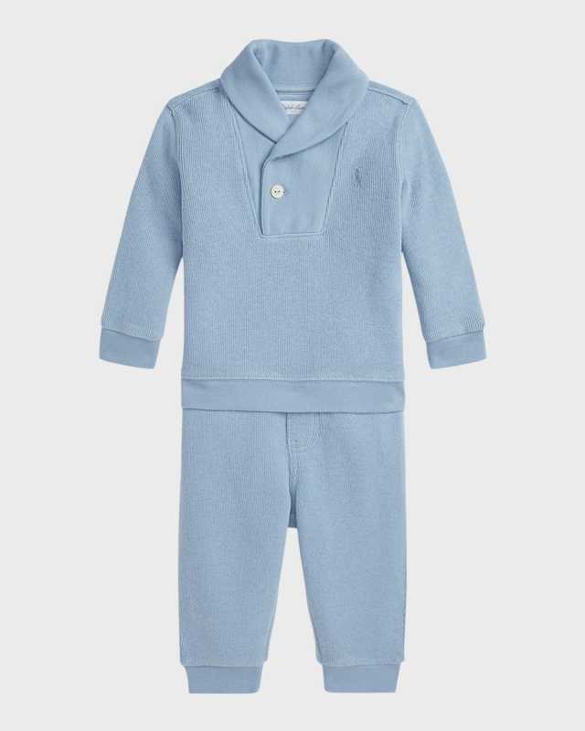 Boy's Shawl Collared Sweater & Pants Set, Size 3M-24
