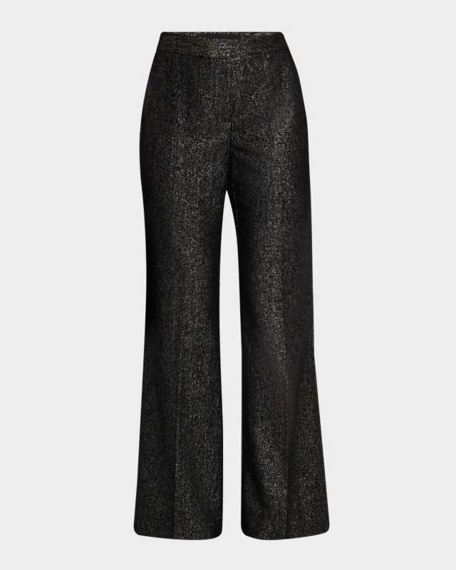 Misha Metallic Flare-Leg Pants
