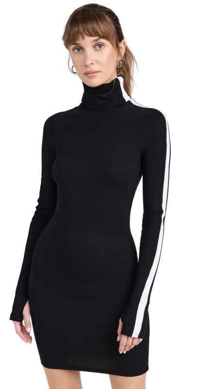 Splits59 Jackson Rib Turtleneck Dress Black/White
