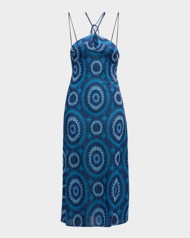 Aya Medallion Knit Midi Slip Dress