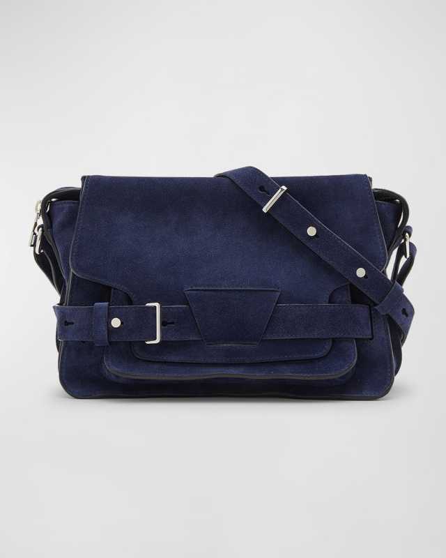 Beacon Zip Suede Saddle Shoulder Bag