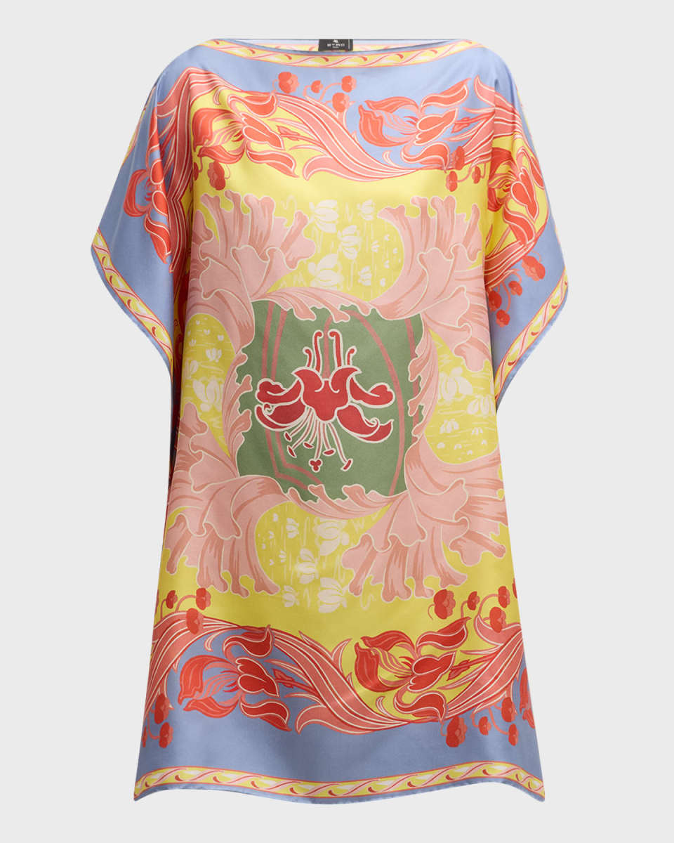 Foulard Engineered-Print Silk Mini Poncho Dress