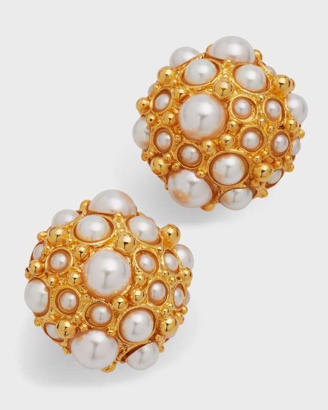 Pearlescent Cluster Clip-On Stud Earrings
