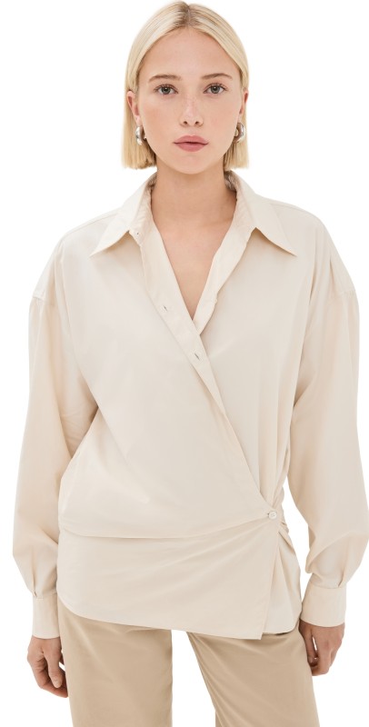 Lemaire Straight Collar Twisted Shirt Light Cream